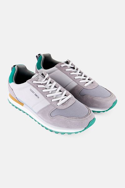 Teddy Smith Men Brand Logo Lace Up Casual Shoes, Grey