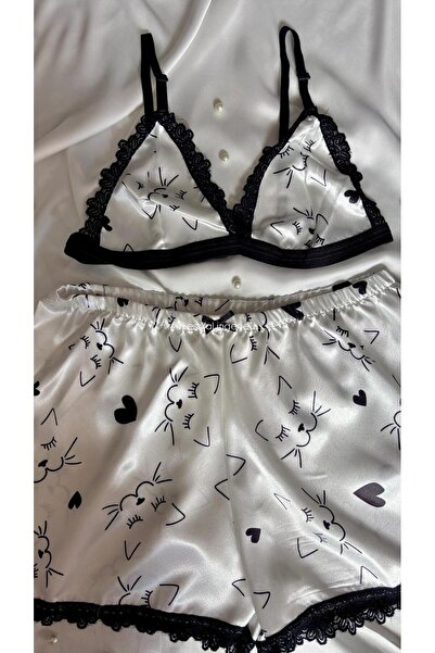 Lessya Satin Shorts Bralet Pajama Set Patterned