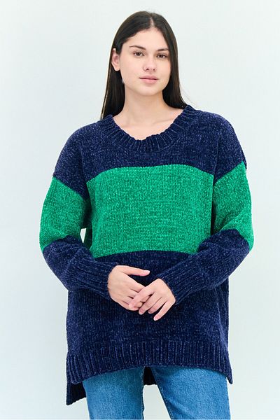 aerie Offline x Aerie Women Ribbed Collar Two Tone Sweater, Multicolor