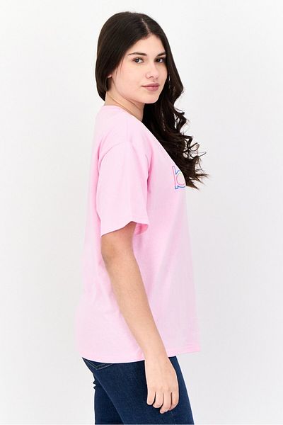 Bebe Women Crew Neck Short Sleeves Embroidered Logo T-Shirt, Pink