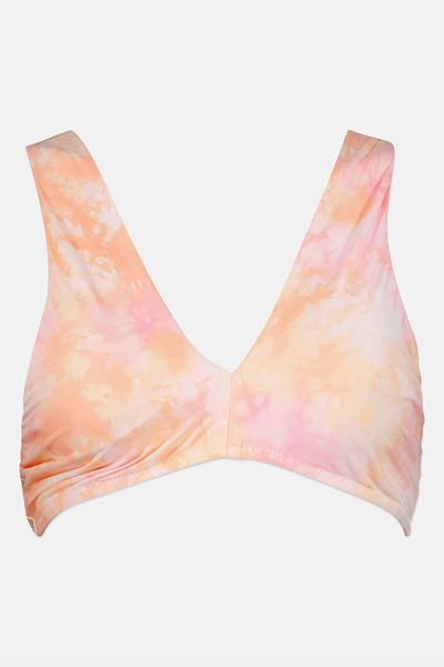 aerie Women Marble Print Criss Cross Padded Bikini Top, Peach