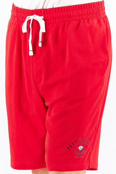 Tommy Hilfiger شورت نوم رجالي بطباعة جرافيكية ورباط، أحمر