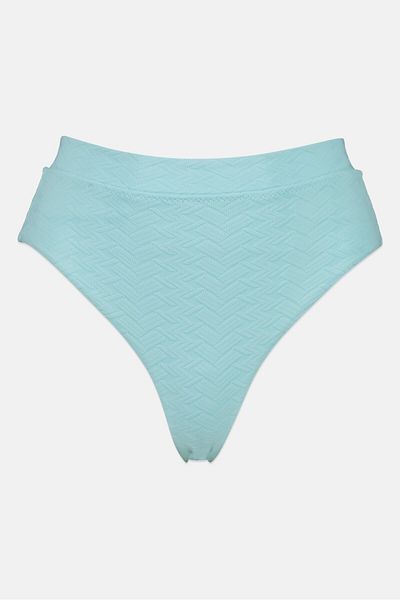 aerie Women Textured Pull On Bikini Bottom, Light Blue