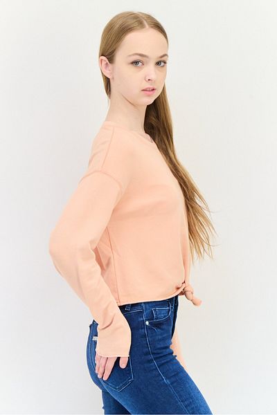 aerie Women Crew Neck Plain Tops, Peach