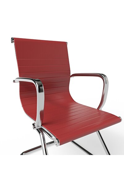 Mahmayi Modern UL UT-C031V Visitor Chair Ergonomic PU Chair with Fixed Armrest - Maroon