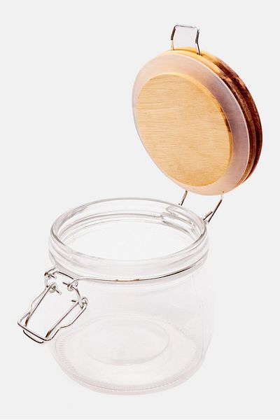 Muy Mucho Hermetic Closure Storage Jar, Transparent/Tan