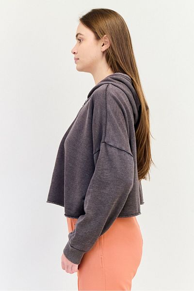 aerie Women Hooded Half Zip Long Sleeve Sweatshirt, Grey