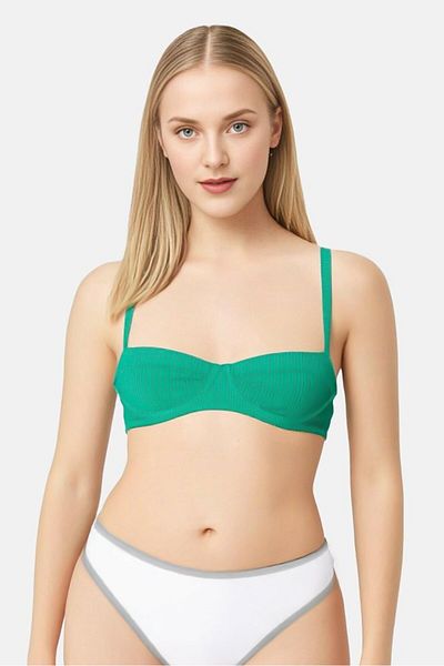 aerie Women Non Padded Textured Bra, Green