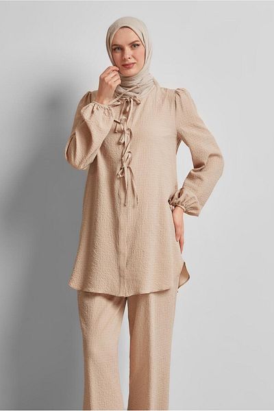 Alvina Lace-Up Detail Pants Suit 45620