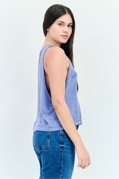 aerie Offline X Aerie Women Round Neck Sleeveless Solid Tank Top, Slate Blue