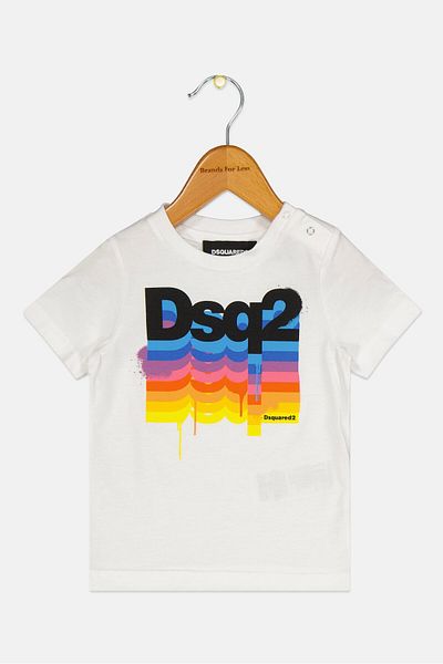 DSquared2 Toddlers Boy Short Sleeves Brand Logo T-Shirt, White