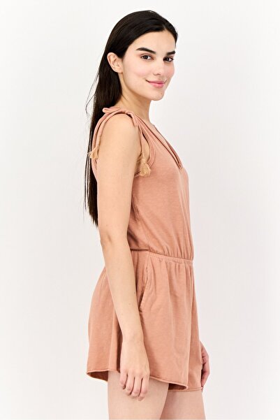 aerie Women Solid Sleeveless Jumpsuits, Light Brown