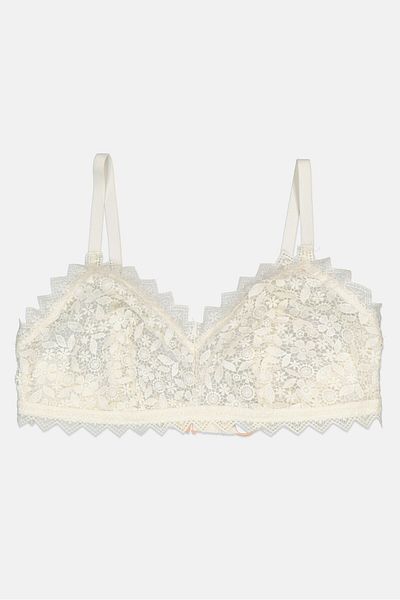 aerie Women Textured Lace Lightly Padded Bra, Off White