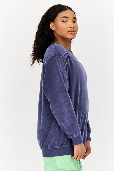 aerie Women Crew Neck Solid Long Sleeve Sweatshirt, Dusty Blue