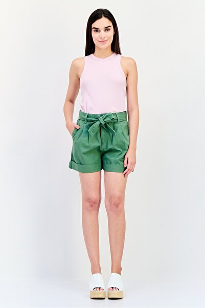 Tommy Jeans Women Belted Plain Chino Shorts, Olive