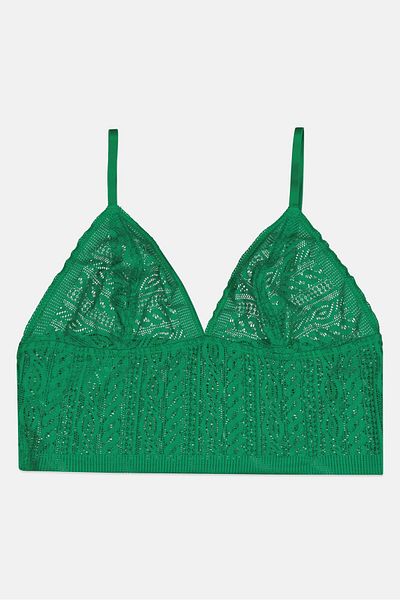 aerie Women Non Padded Textured Bra, Green