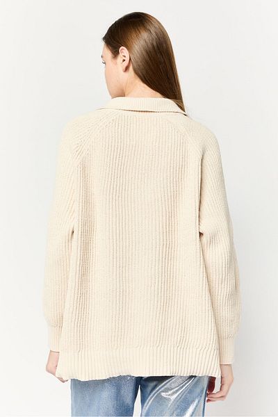 aerie Women Spread Collar Crochet Sweater, Cream