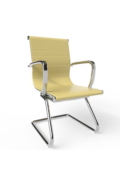 Mahmayi Modern UL UT-C031V Visitor Chair Ergonomic PU Chair with Fixed Armrest - Beige
