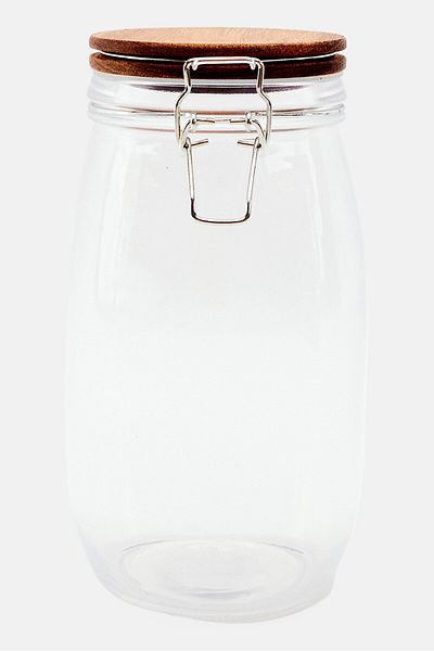 Muy Mucho Hermetic Closure Storage Jar, Transparent/Tan
