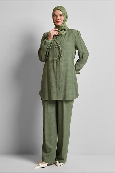 Alvina Lace-Up Detail Pants Suit 45620