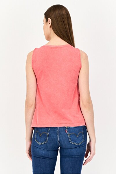 aerie بلوزة نسائية بدون أكمام بياقة دائرية وطبعة جرافيكية من Offline X، مرجاني