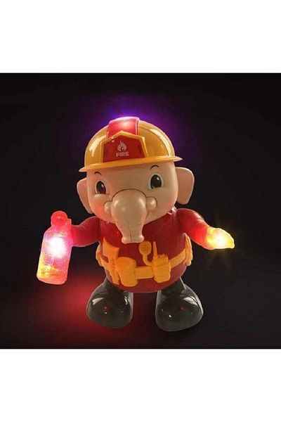 rexa Walking & Dancing Firefighter Elephant Toy – Musical Light-Up Animal for Kids (20 x 13 x 10 cm)