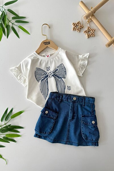 Minigimin Cicileri Set de 2 bucăți pentru fetiță cu model de fundă și fustă s...