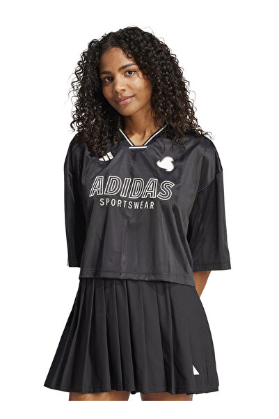 adidas Γυναικεία Κοντομάνικη Φανέλα Tiro Cut με 3 Ρίγες, Oversized, Μέγεθος M