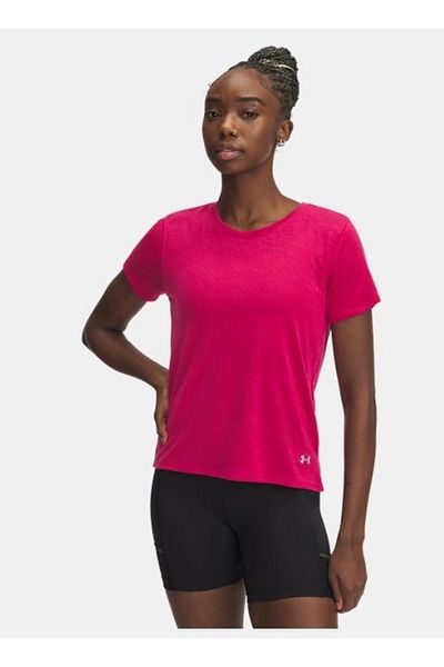 Under Armour 1386337-681 UA Launch Camo Shortsle تي شيرت نسائي وردي اللون برقبة دائرية