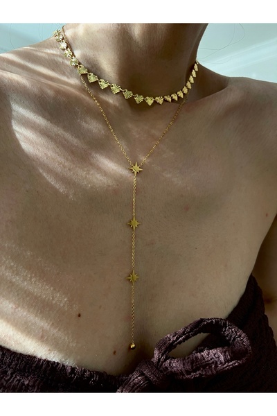 Hoop jewelery قلادة ستيل بولار ستار ذات خطاف منخفض