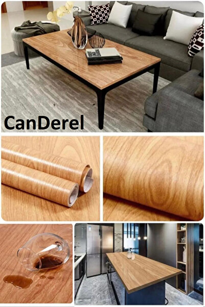 Genel Markalar Yapışkanlı Ahşap Görünümlü Folyo Mutfak Banyo Tezgah Duvar Dolap Masa Kaplama Yenileme 500X60cm