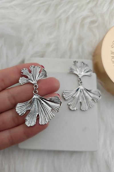 KYOLA DESİGN Ginkgo Dangle Silver Color Women's Earrings
