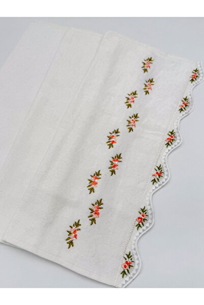AYHANHOME Çiçek Nakışlı Kutulu Kadife 6'lı 30x50 Mutfak Havlu Seti