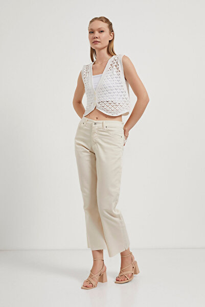 Arma Life Women's Openwork Summer Sleeveless Short White Crop Vest