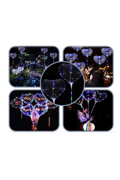FONIX Inflatable Balloon for Parties and Events, Bobo Balloon, Heart Shape, 30 LEDs, Multi Lights