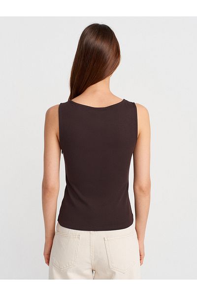 Dilvin 31764 Λεπτομερές φερμουάρ Top-Dark Brown