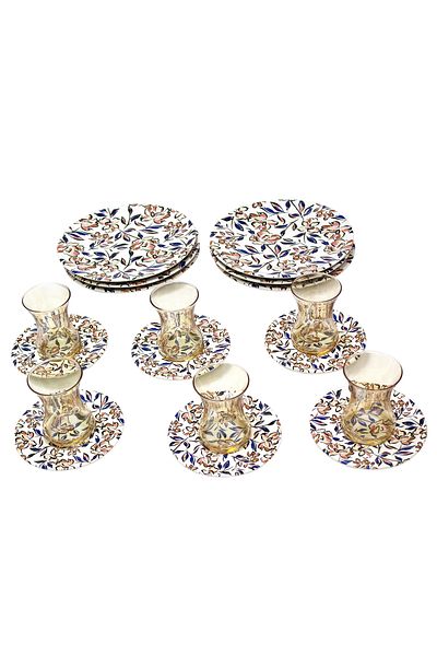 Blackstone Herencia 18 Pieces Porcelain Tea Set With Side Plate 6x Tea Cups | 6x Saucers | 6x Side Plates