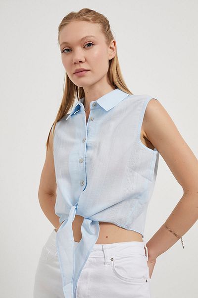 Arma Life Cămașă crop albastră de vară fără mâneci pentru damă