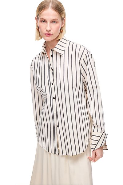 Perspective Low Sleeve Cotton Striped Shirt