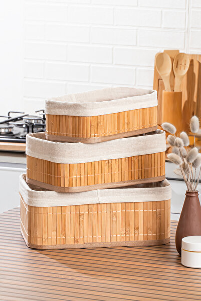 Porsima 2084 Dikdörtgen 3lü Pinterest Sepet Bambu Sepet seti Dekoratif Banyo Mutfak Düzenleyici Organizeri