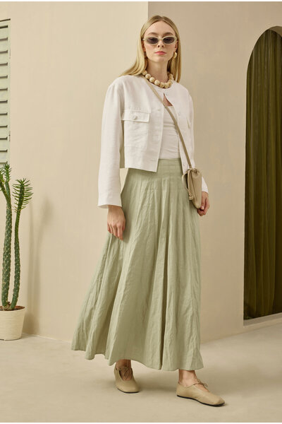 HEQA Parçalı Keten Etek Açık Adaçayı