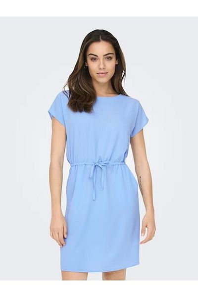 ONLY Rochie Nova Lux Connie scurta cu cordon ajustare in talie, Albastru, 38