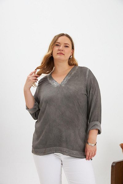 RMG Plus Size Sequin Detail Blouse Smoked