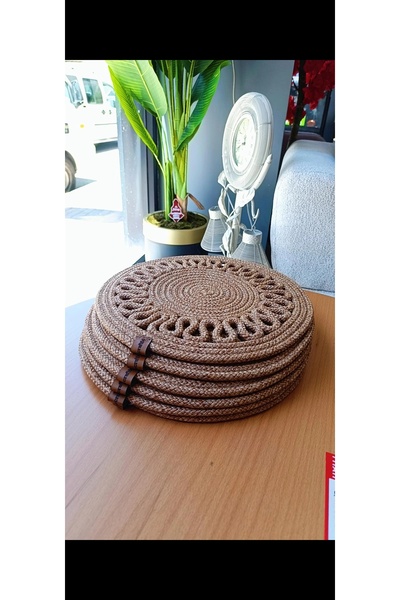 jute craft trikodlu 6,lı bambu supla takımı