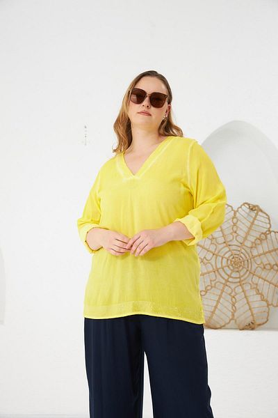 RMG Plus Size Sequin Detail Blouse Yellow
