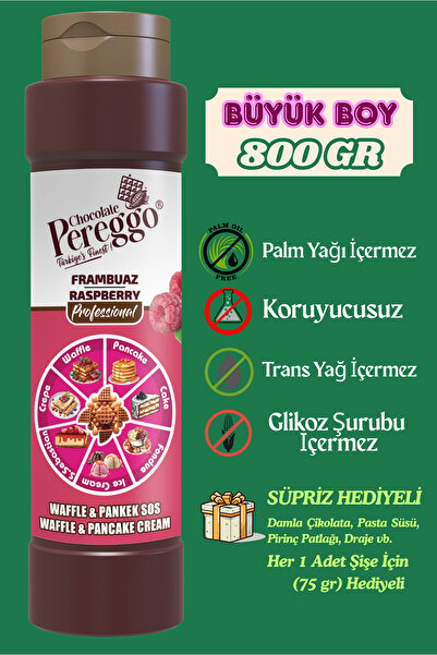 PEREGGO CHOCOLATE Frambuaz Aromalı Sos - Waffle, Pankek, Krep, Fondü, Pasta, Kruvasan, San Sebastian Sos 800gr