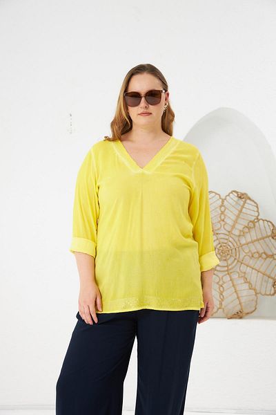 RMG Plus Size Sequin Detail Blouse Yellow