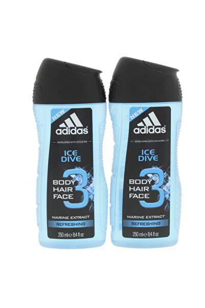 adidas جل الاستحمام آيس دايف عبوة اقتصادية، 2 × 250 مل