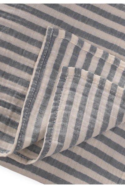 Cigit Natural Organic Muslin Blanket 90X100Cm Navy Blue Thick Striped