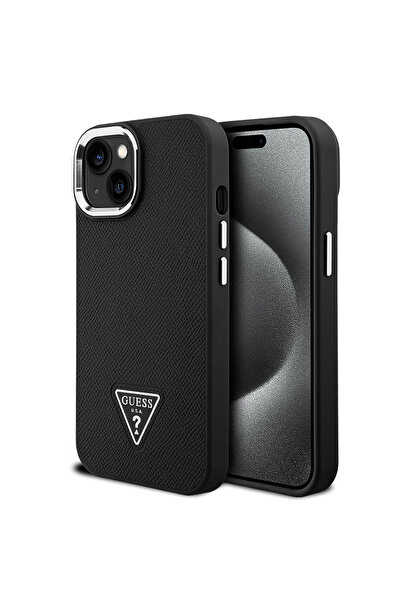 Guess Apple iPhone 14 Kılıf Guess Lisanslı M-safe Şarj Özellikli Grained Tria...